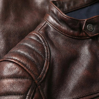 Motogrove - Slim Fit Vintage Biker Jacket  Motorcycle Riding Wear