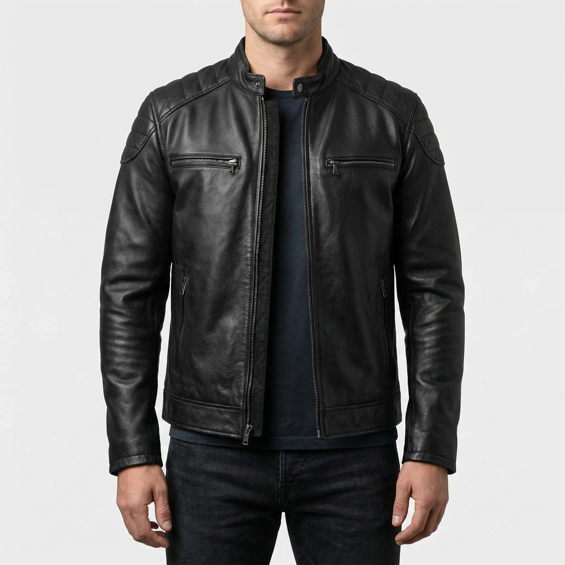 Motogrove - Slim Fit Vintage Biker Jacket  Motorcycle Riding Wear
