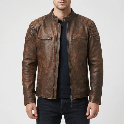 Motogrove - Slim Fit Vintage Biker Jacket  Motorcycle Riding Wear