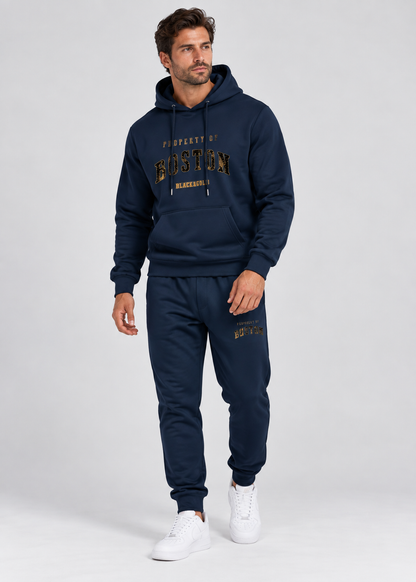 Boston Print Hoodie | Sweatpants Casual Two Piece Set | Men's Tracksuit | Steven & Levon