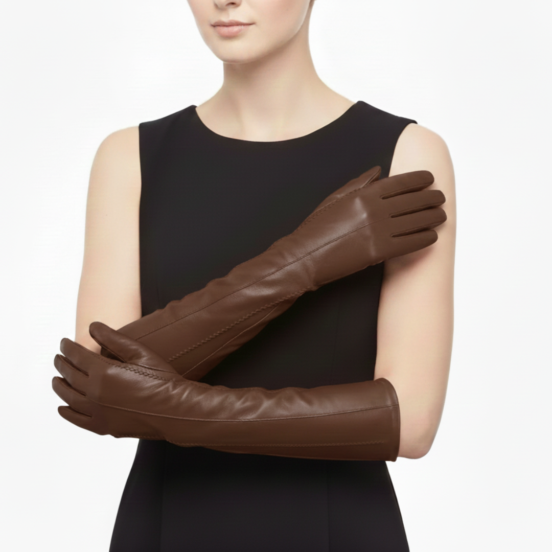 Long Classic Leather Gloves | Women | Genuine Sheepskin | 47cm Long Cuff | Winter | Steven & Levon