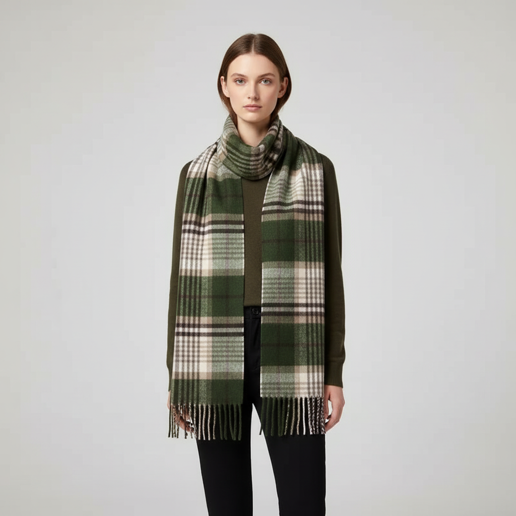 Checkered Winter Scarf | Unisex | Soft Warm Fabric | Classic Long Wrap | Cold Weather Accessory | Steven & Levon