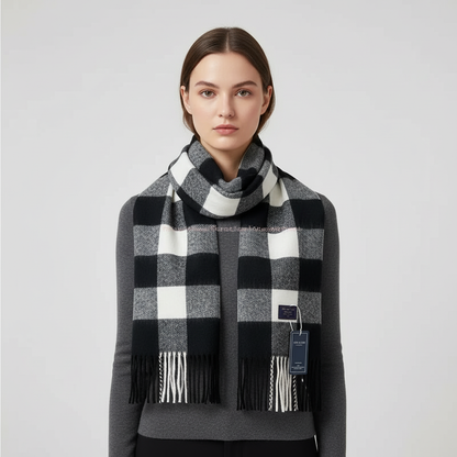 Checkered Winter Scarf | Unisex | Soft Warm Fabric | Classic Long Wrap | Cold Weather Accessory | Steven & Levon