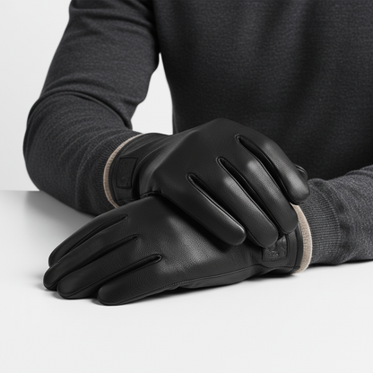 Black Leather Gloves | Men | Deerskin Leather | Warm Winter Gloves | Classic Style | Steven & Levon