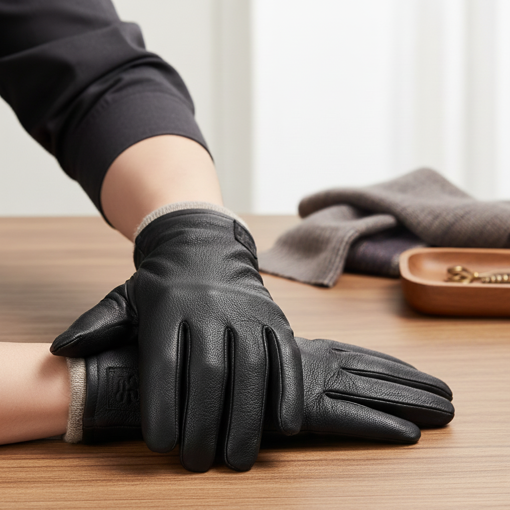 Black Leather Gloves | Men | Deerskin Leather | Warm Winter Gloves | Classic Style | Steven & Levon