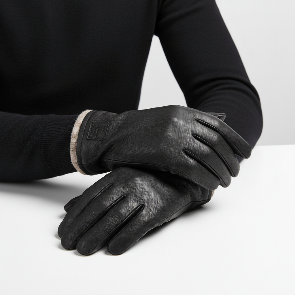 Black Leather Gloves | Men | Deerskin Leather | Warm Winter Gloves | Classic Style | Steven & Levon