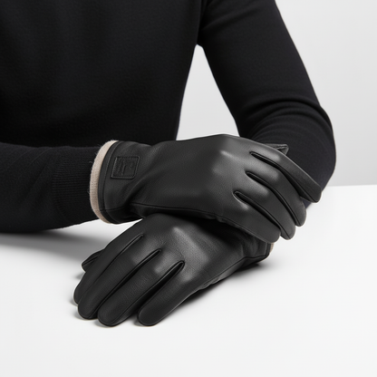 Black Leather Gloves | Men | Deerskin Leather | Warm Winter Gloves | Classic Style | Steven & Levon