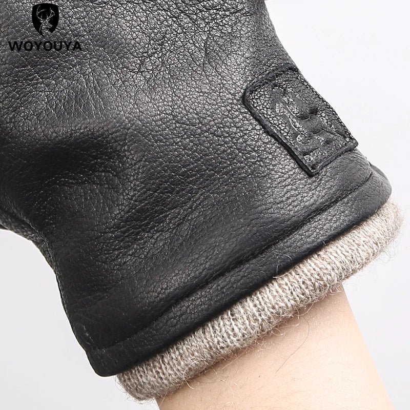 Deerskin Leather Gloves | Men | Genuine Leather | Warm Winter Gloves | Classic Style | Steven & Levon