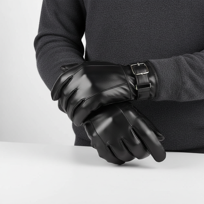 Black Leather Gloves | Men | Genuine Leather | Warm Winter Gloves | Classic Style | Steven & Levon