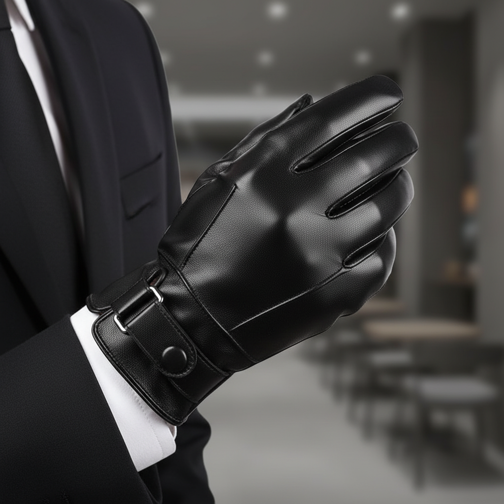 Black Leather Gloves | Men | Genuine Leather | Warm Winter Gloves | Classic Style | Steven & Levon