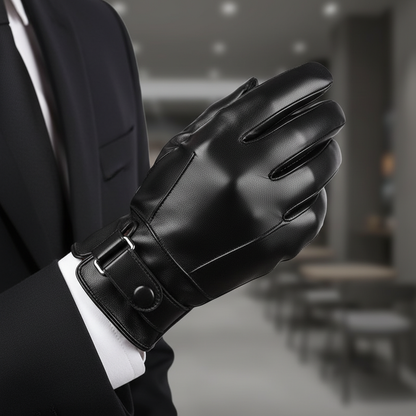 Black Leather Gloves | Men | Genuine Leather | Warm Winter Gloves | Classic Style | Steven & Levon