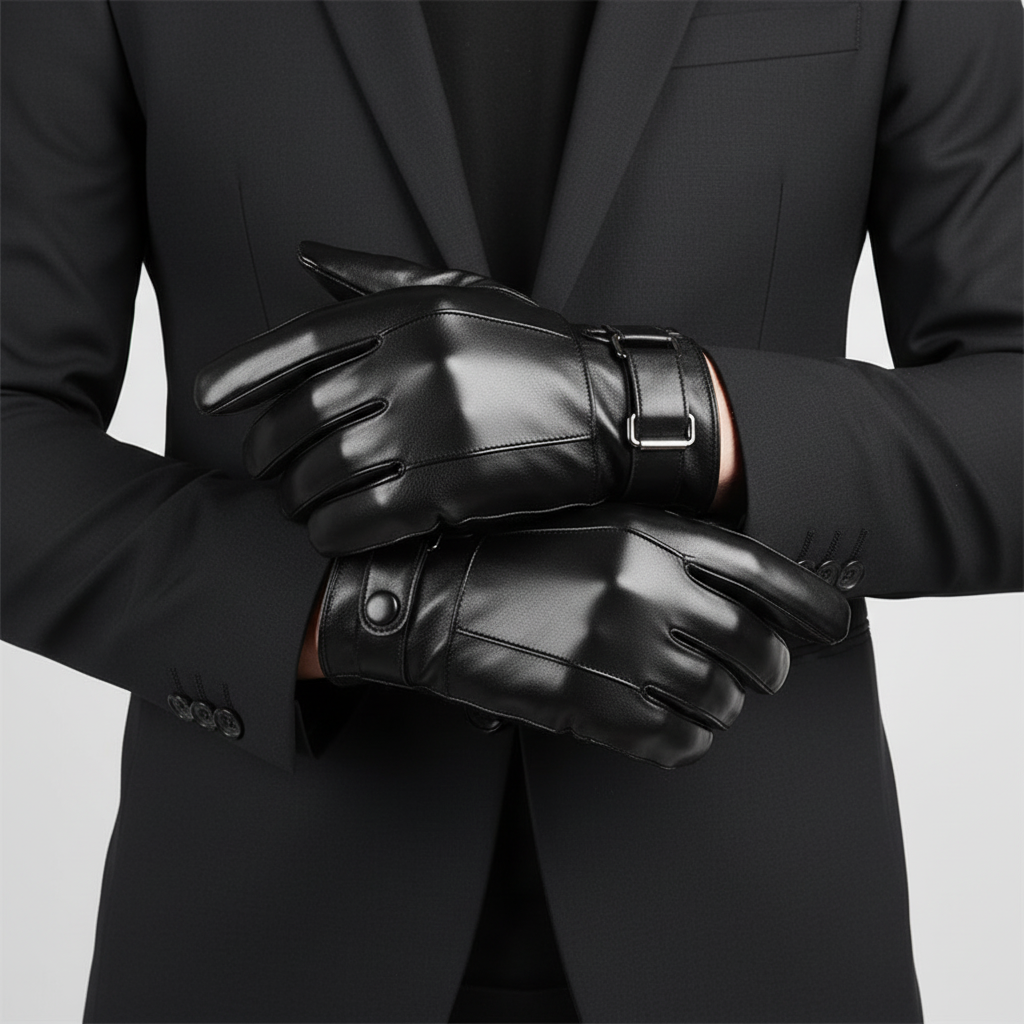 Black Leather Gloves | Men | Genuine Leather | Warm Winter Gloves | Classic Style | Steven & Levon