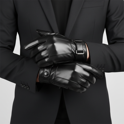 Black Leather Gloves | Men | Genuine Leather | Warm Winter Gloves | Classic Style | Steven & Levon