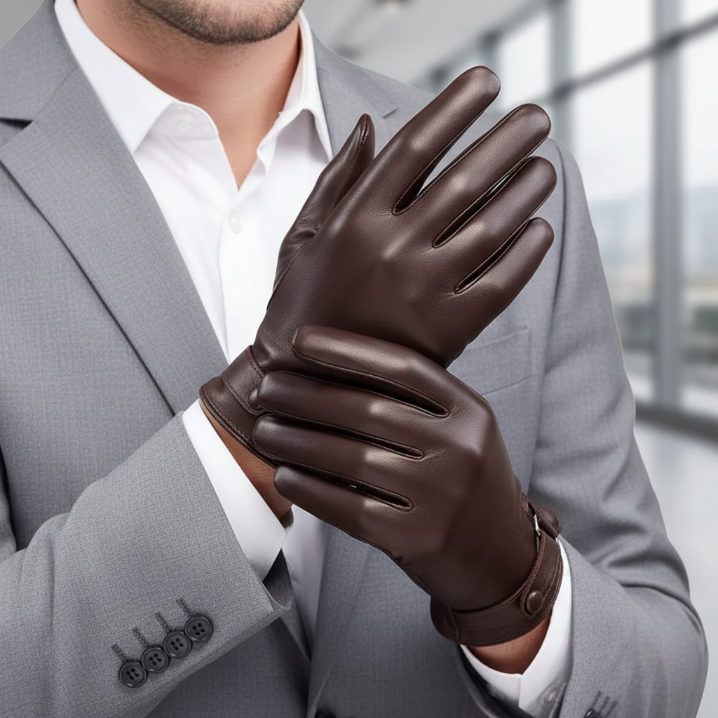 Sheepskin Leather Gloves | Men | Genuine Leather | Warm Touchscreen | Winter | Steven & Levon