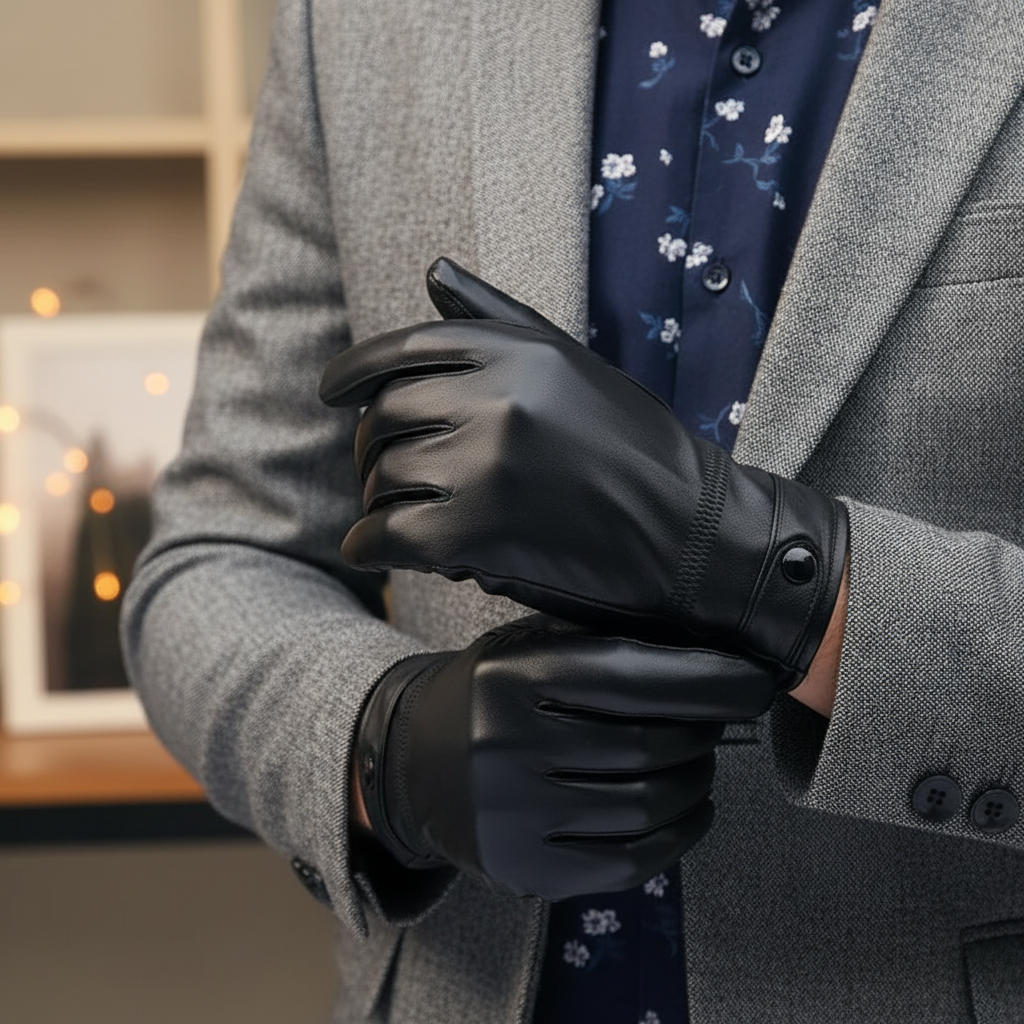 Warm Leather Gloves | Men | Sheepskin Leather | Soft Lined Winter Gloves | Classic | Steven & Levon