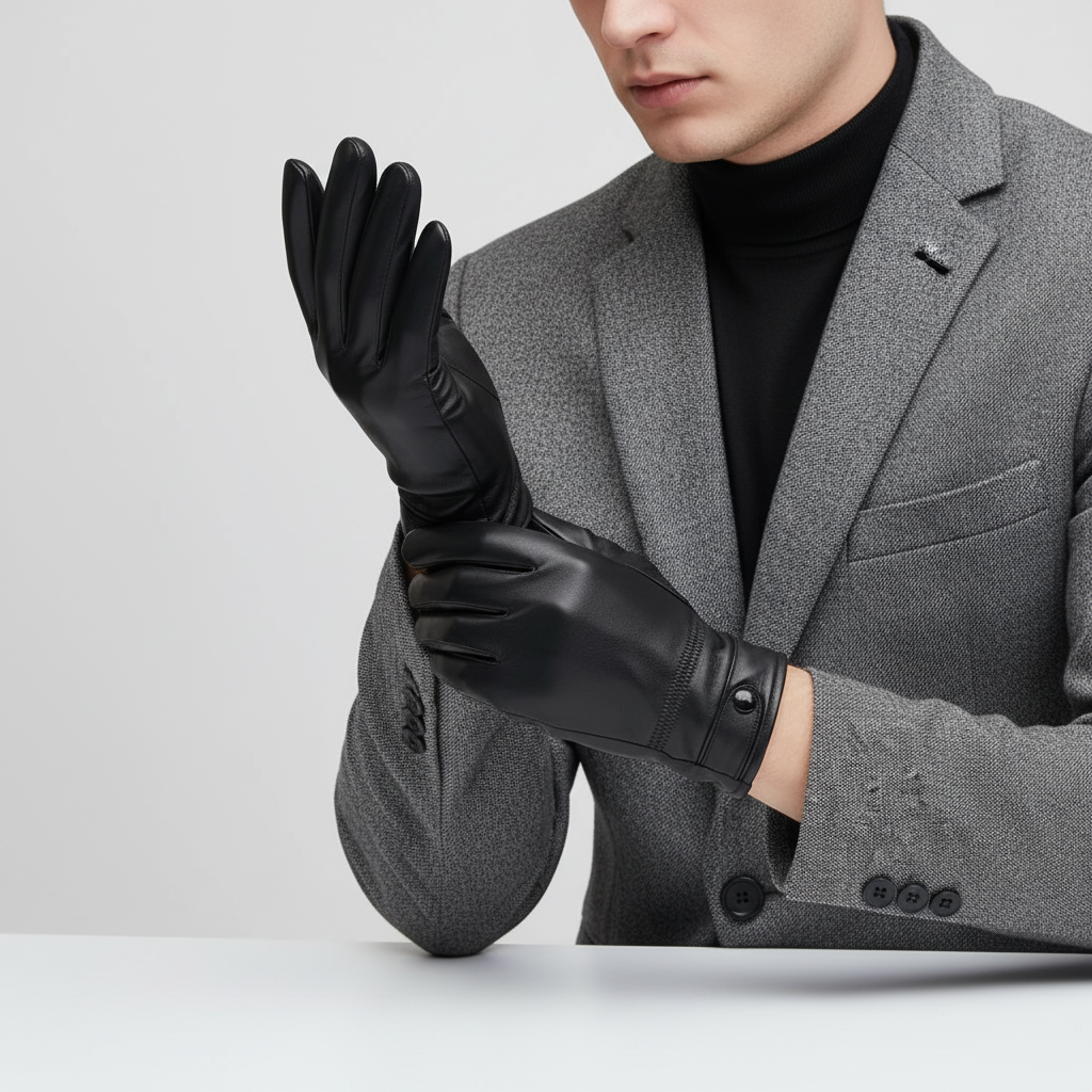 Warm Leather Gloves | Men | Sheepskin Leather | Soft Lined Winter Gloves | Classic | Steven & Levon