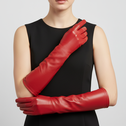 Long Classic Leather Gloves | Women | Genuine Sheepskin | 47cm Long Cuff | Winter | Steven & Levon