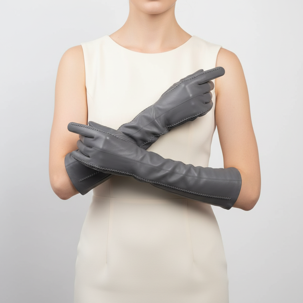 Long Classic Leather Gloves | Women | Genuine Sheepskin | 47cm Long Cuff | Winter | Steven & Levon