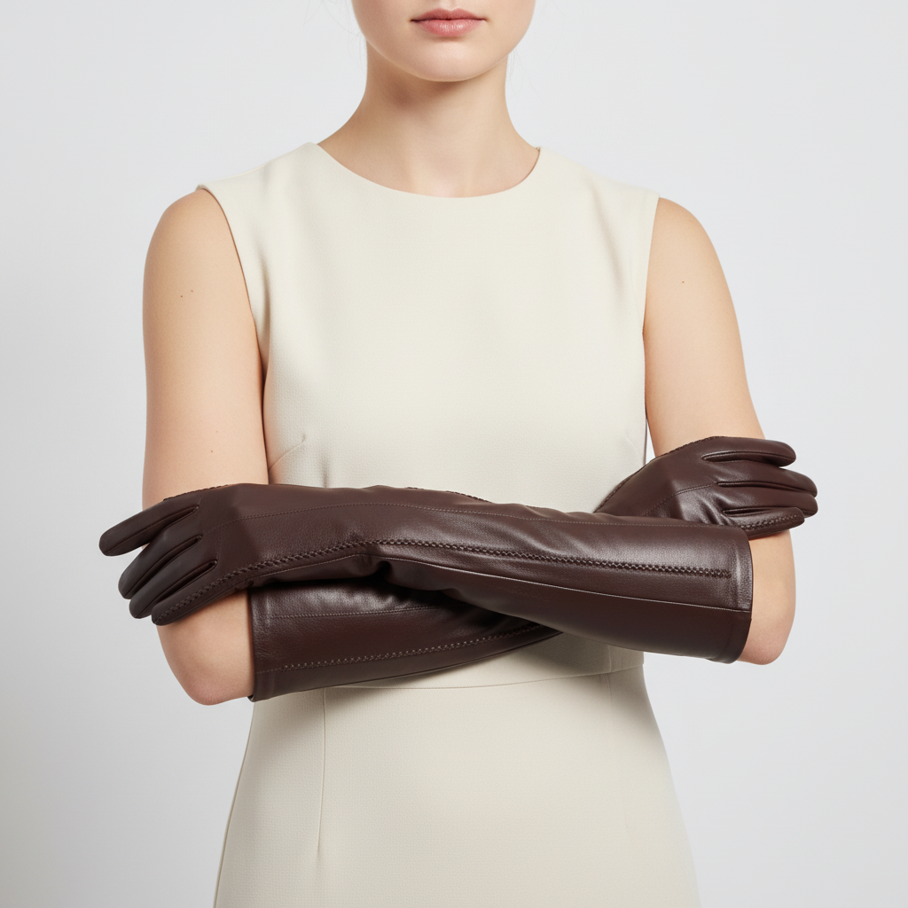 Long Classic Leather Gloves | Women | Genuine Sheepskin | 47cm Long Cuff | Winter | Steven & Levon