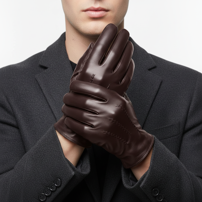 Black Leather Gloves | Men | Sheepskin Leather | Warm Winter Gloves | Classic Style | Steven & Levon