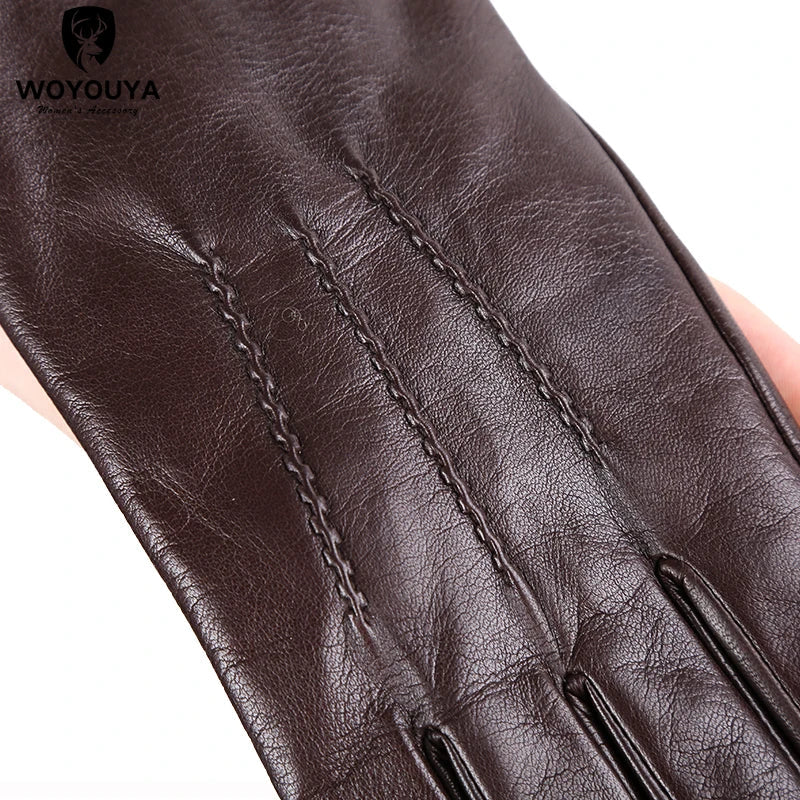 Black Leather Gloves | Men | Sheepskin Leather | Warm Winter Gloves | Classic Style | Steven & Levon