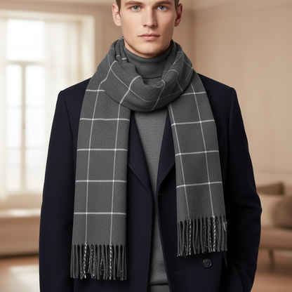Men’s Plaid Winter Scarf | Soft Warm Tartan Wrap | Classic Cold Weather Accessory | Steven & Levon