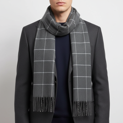 Men’s Plaid Winter Scarf | Soft Warm Tartan Wrap | Classic Cold Weather Accessory | Steven & Levon