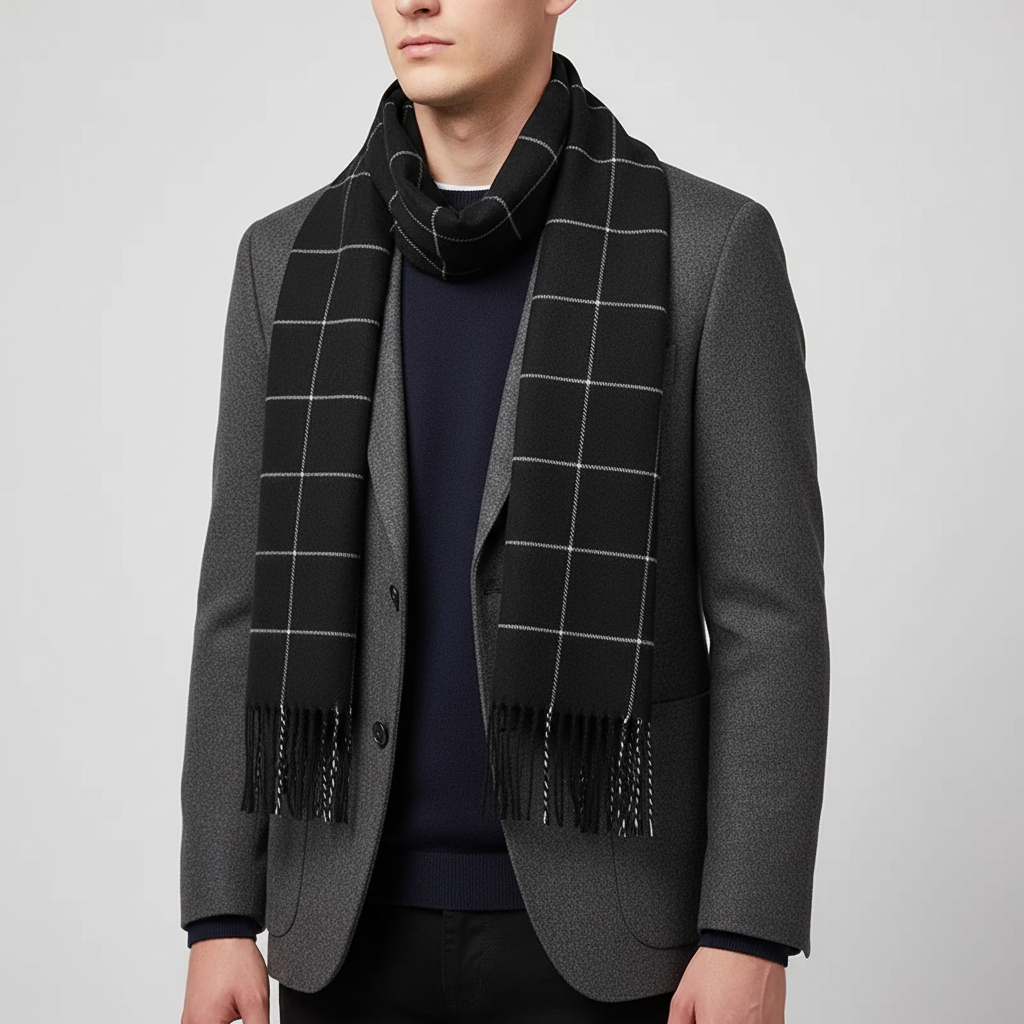 Men’s Plaid Winter Scarf | Soft Warm Tartan Wrap | Classic Cold Weather Accessory | Steven & Levon