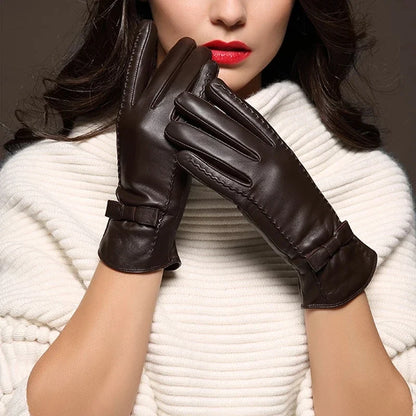 Leather Gloves | Women | Vegan Leather | Touchscreen Winter Gloves | Warm | Steven & Levon