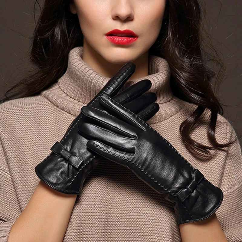 Leather Gloves | Women | Vegan Leather | Touchscreen Winter Gloves | Warm | Steven & Levon