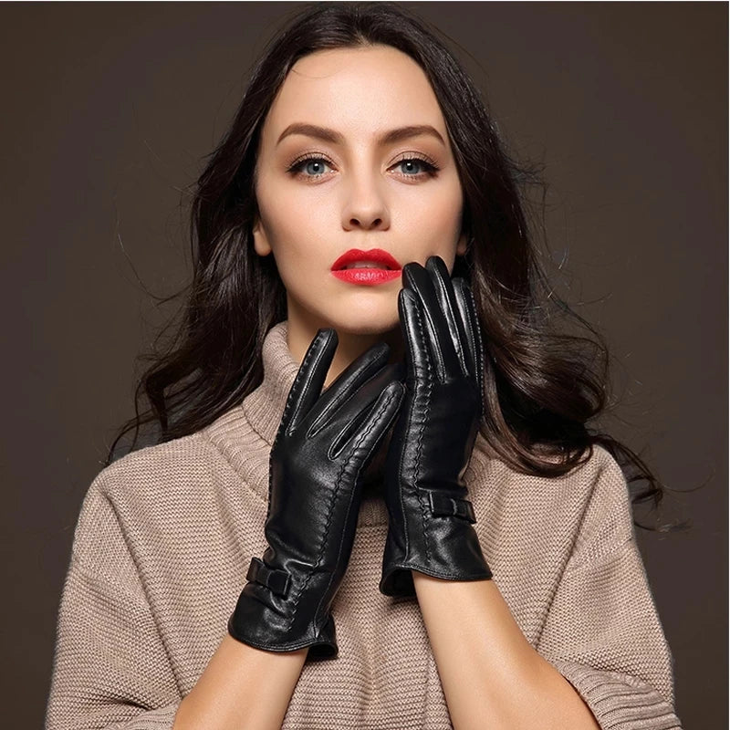 Leather Gloves | Women | Vegan Leather | Touchscreen Winter Gloves | Warm | Steven & Levon