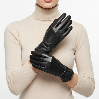Leather Gloves | Women | Vegan Leather | Touchscreen Winter Gloves | Warm | Steven & Levon