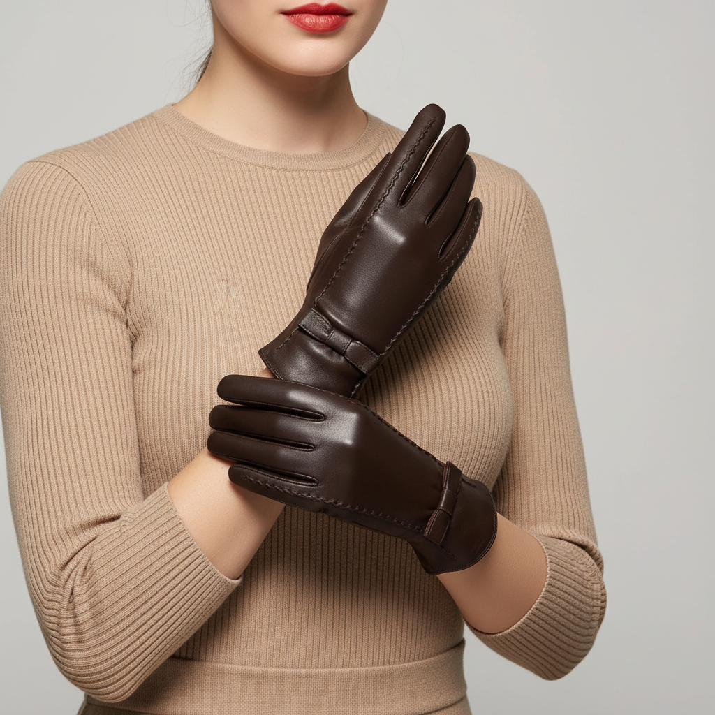 Leather Gloves | Women | Vegan Leather | Touchscreen Winter Gloves | Warm | Steven & Levon