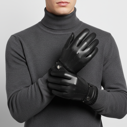 Touchscreen Leather Gloves | Men | Sheepskin Leather | Warm Winter Gloves | Classic | Steven & Levon