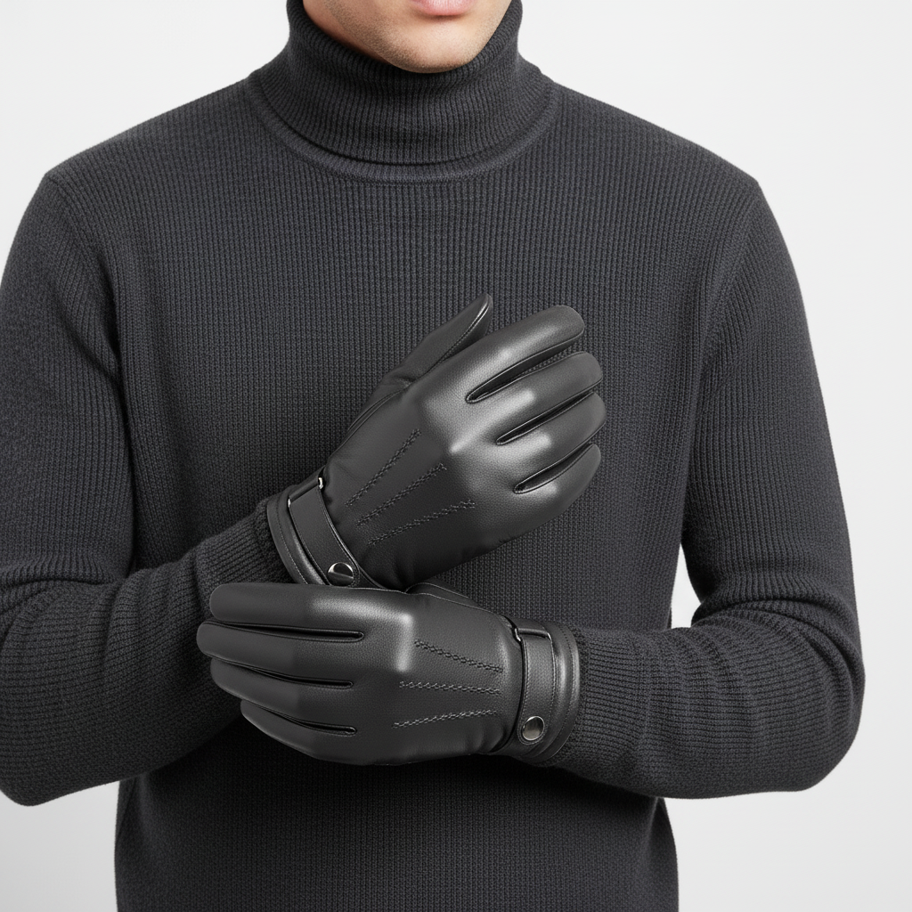 Touchscreen Leather Gloves | Men | Sheepskin Leather | Warm Winter Gloves | Classic | Steven & Levon
