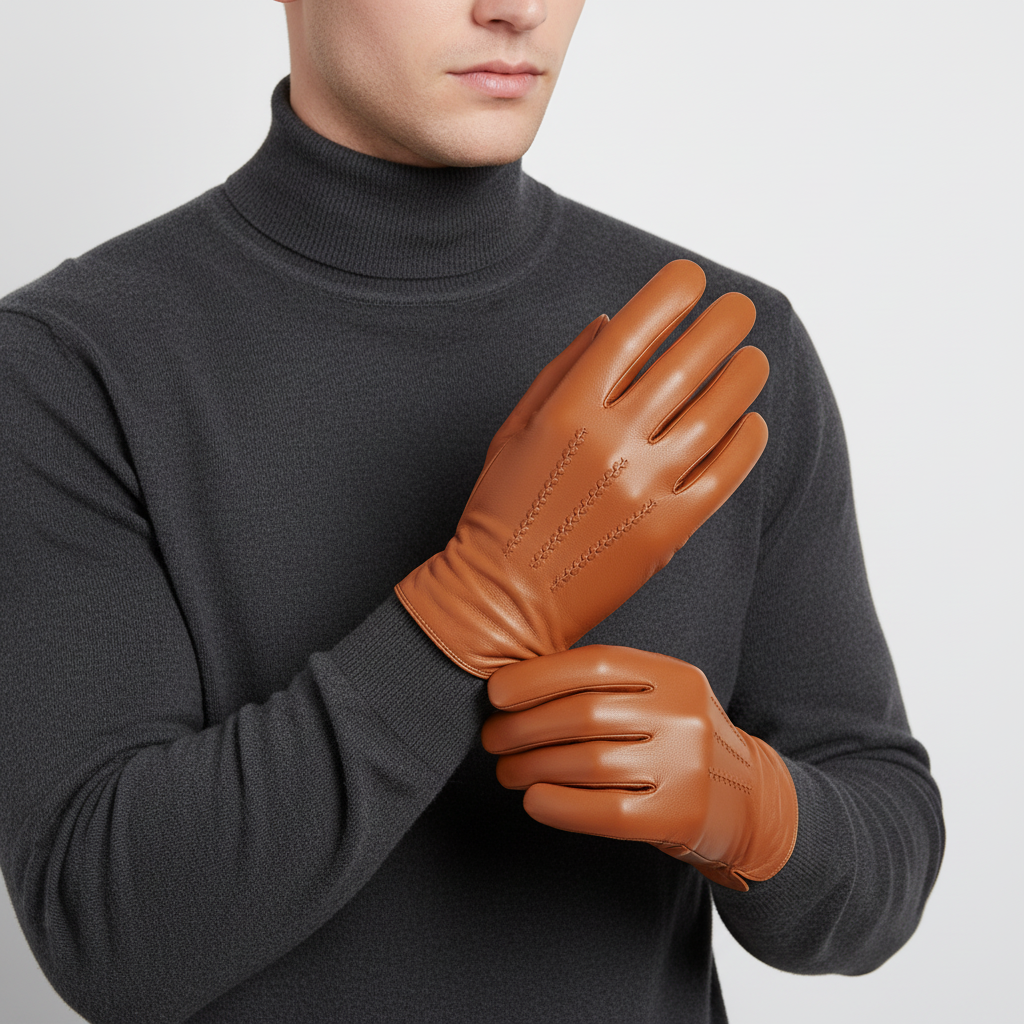 Touchscreen Leather Gloves | Men | Sheepskin Leather | Warm Winter Gloves | Classic | Steven & Levon