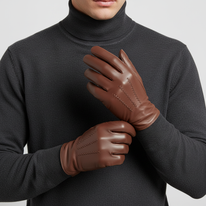 Touchscreen Leather Gloves | Men | Sheepskin Leather | Warm Winter Gloves | Classic | Steven & Levon