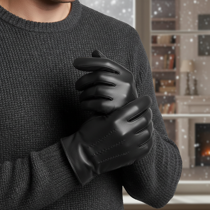 Touchscreen Leather Gloves | Men | Sheepskin Leather | Warm Winter Gloves | Classic | Steven & Levon