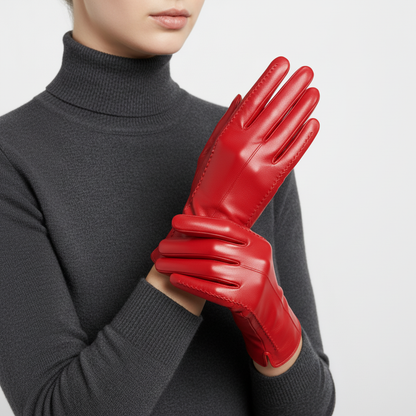 Elegant Leather Gloves | Women | Vegan Leather | Warm Winter Gloves | Classic | Steven & Levon
