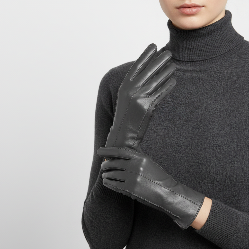 Elegant Leather Gloves | Women | Vegan Leather | Warm Winter Gloves | Classic | Steven & Levon