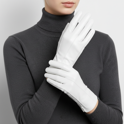 Elegant Leather Gloves | Women | Vegan Leather | Warm Winter Gloves | Classic | Steven & Levon