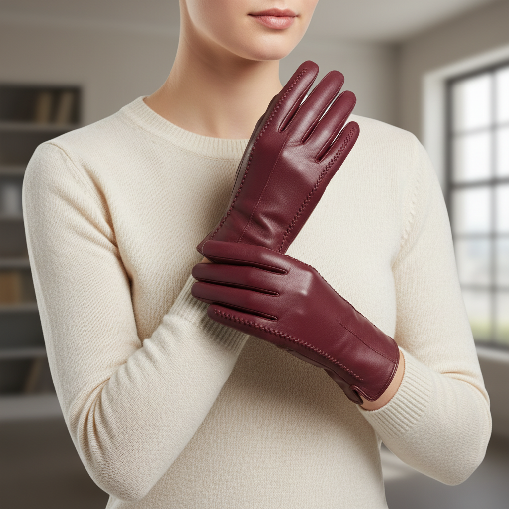 Elegant Leather Gloves | Women | Vegan Leather | Warm Winter Gloves | Classic | Steven & Levon
