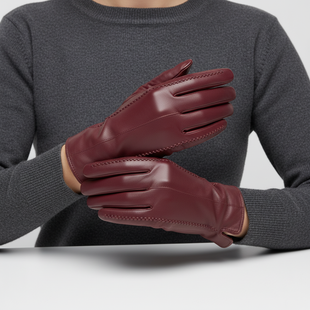 Elegant Leather Gloves | Women | Vegan Leather | Warm Winter Gloves | Classic | Steven & Levon