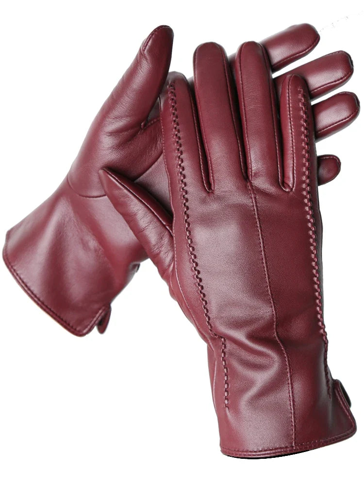 Elegant Leather Gloves | Women | Vegan Leather | Warm Winter Gloves | Classic | Steven & Levon