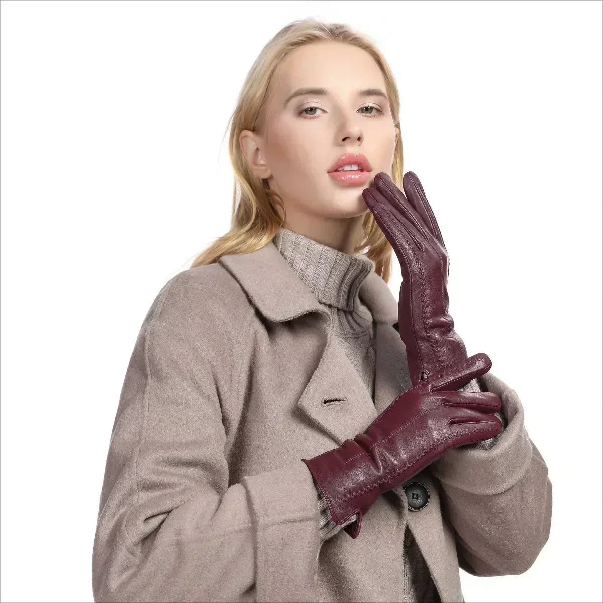 Vegan Leather Gloves | Women | Faux Leather | Warm Winter Gloves | Classic Style | Steven & Levon