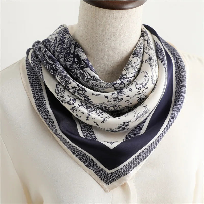 Plant Print Square Scarf | Women | Soft Fabric | 70cm Elegant Printed Neck Scarf | Steven & Levon