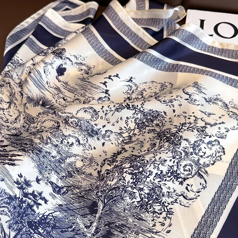 Plant Print Square Scarf | Women | Soft Fabric | 70cm Elegant Printed Neck Scarf | Steven & Levon