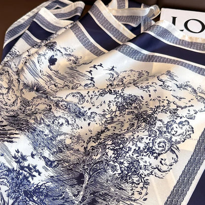 Plant Print Square Scarf | Women | Soft Fabric | 70cm Elegant Printed Neck Scarf | Steven & Levon