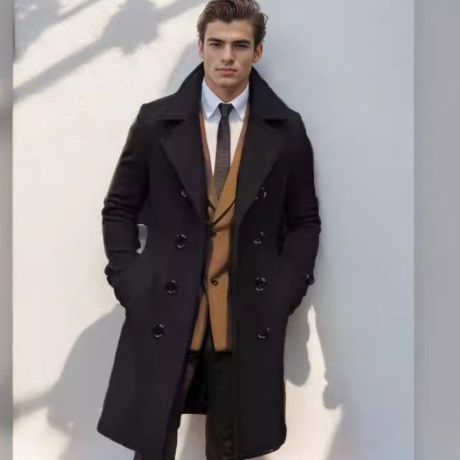 Men's Double-Breasted Overcoat | Notched Collar | Tailored Long Coat | Steven & Levon