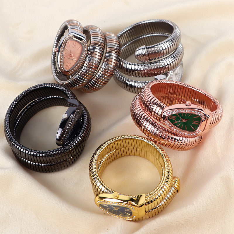 Snake Watch | Women's Quartz Watch | Bracelet Watch | Elegant Fashion Timepiece | Stainless Steel Design | Steven & Levon